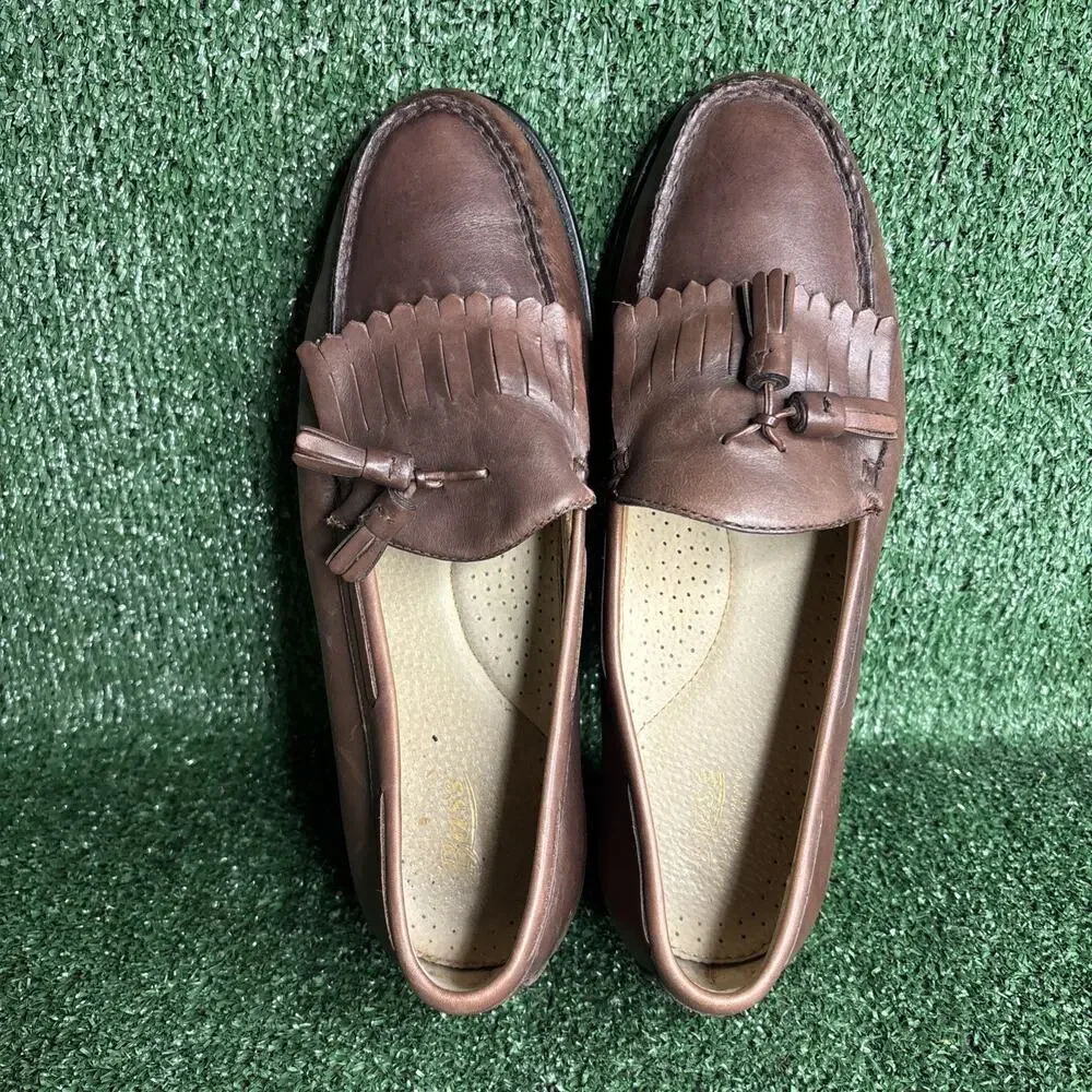 Weejuns Kiltie Tassel Loafer Mens 11.5 D Brown Leather Preppy Classic *See Pics*